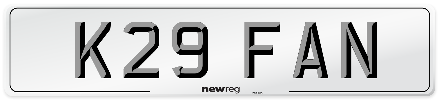 K29 FAN Number Plate from New Reg